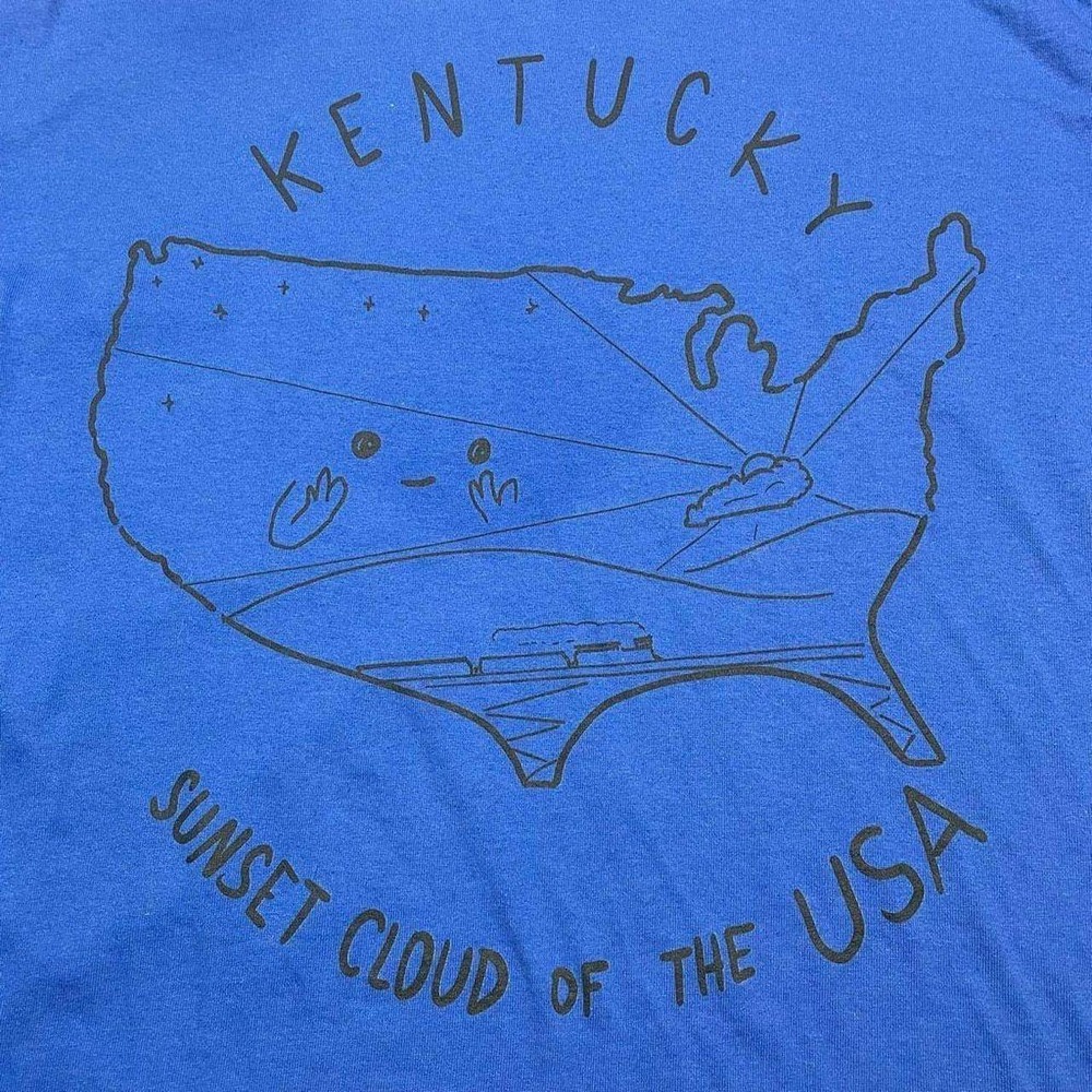 Bold Blue Kentucky - Sunset Cloud of the USA Souvenir Tee N0584 - Picture 1 of 6